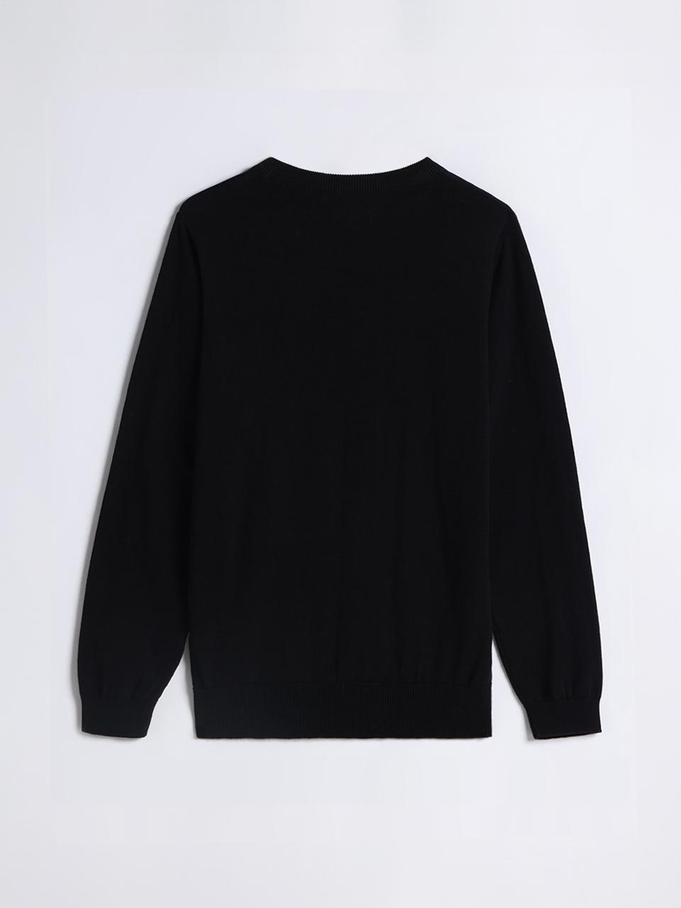 Back view of Noir Crewneck- Black crewneck for men from The Seasons