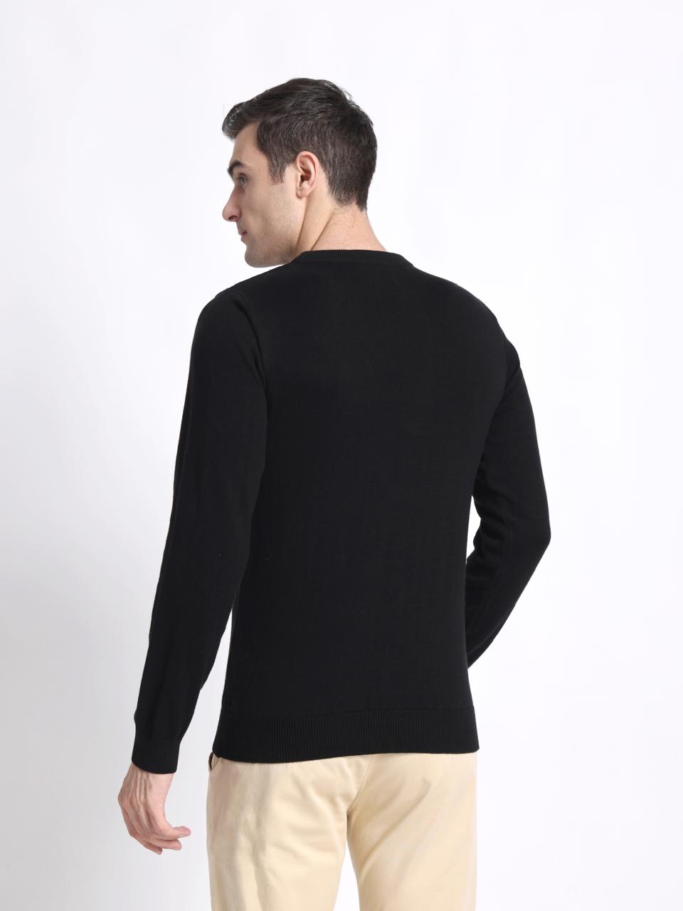 Model wearing Noir Crewneck from The Seasons