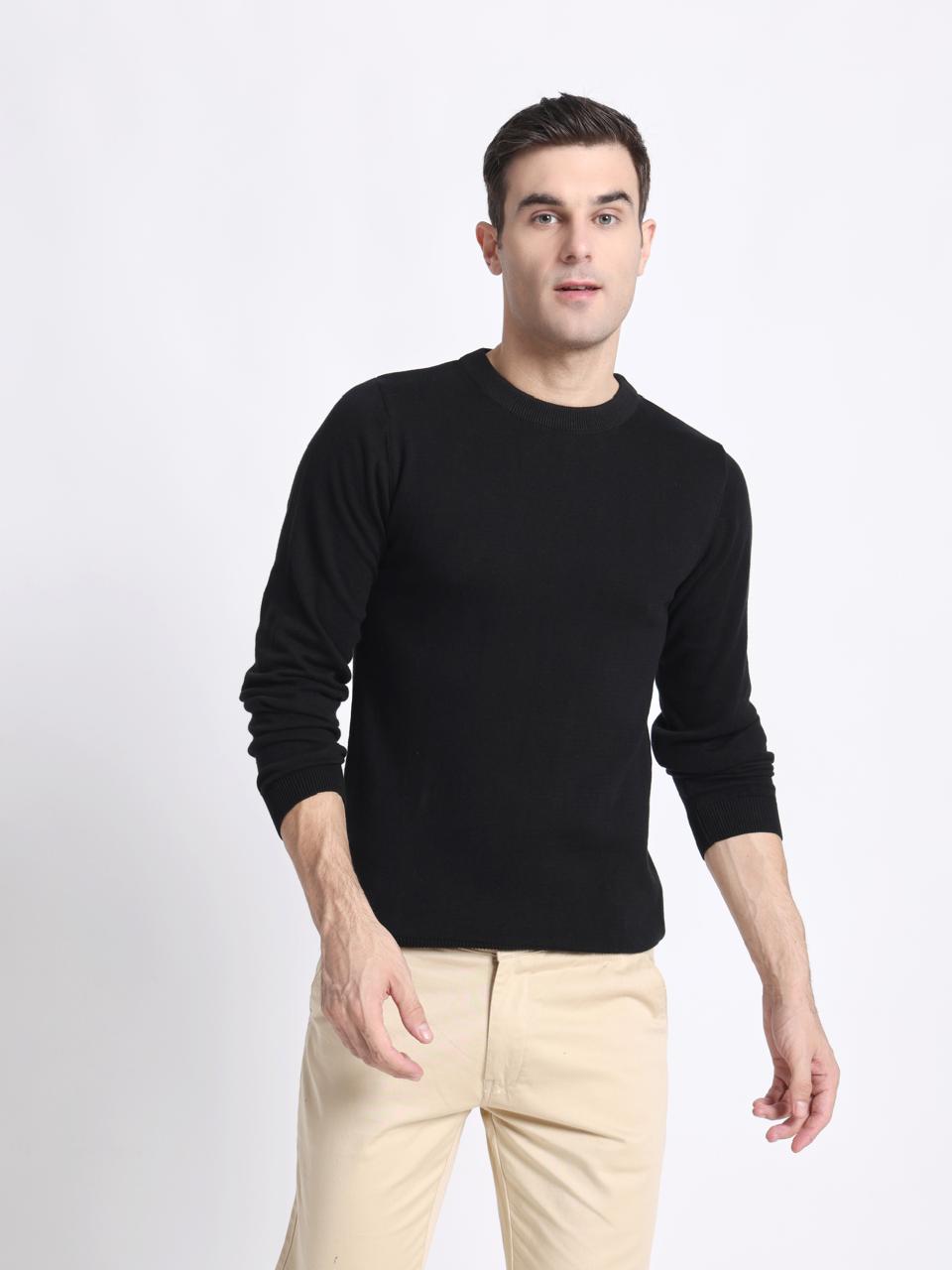 Noir black crewneck sweatshirt with a sleek, minimal design, crafted for comfort and effortless style.