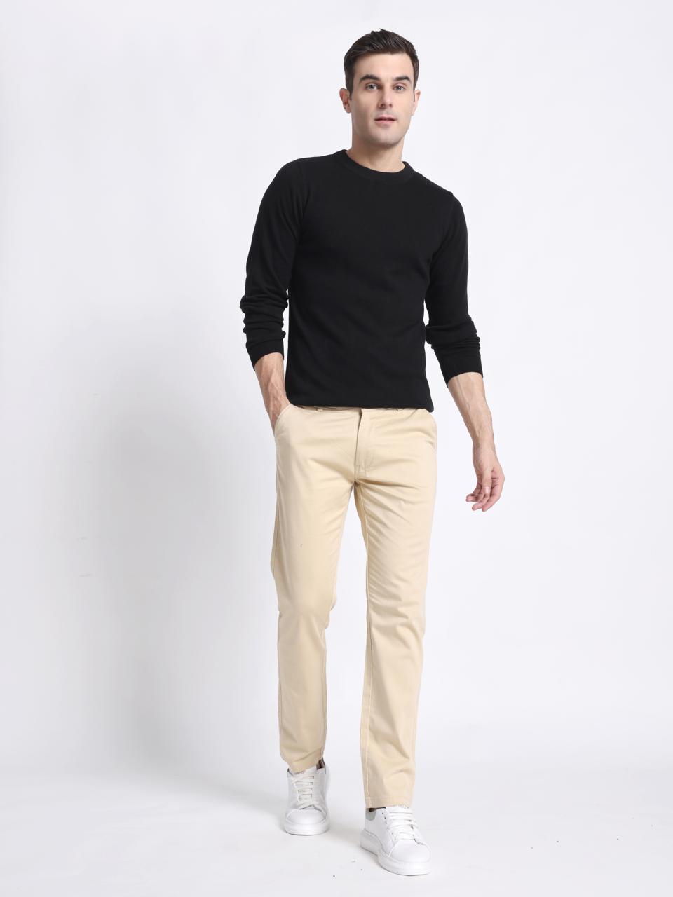 Model wearing the Noir Crewneck for men - The Seasons