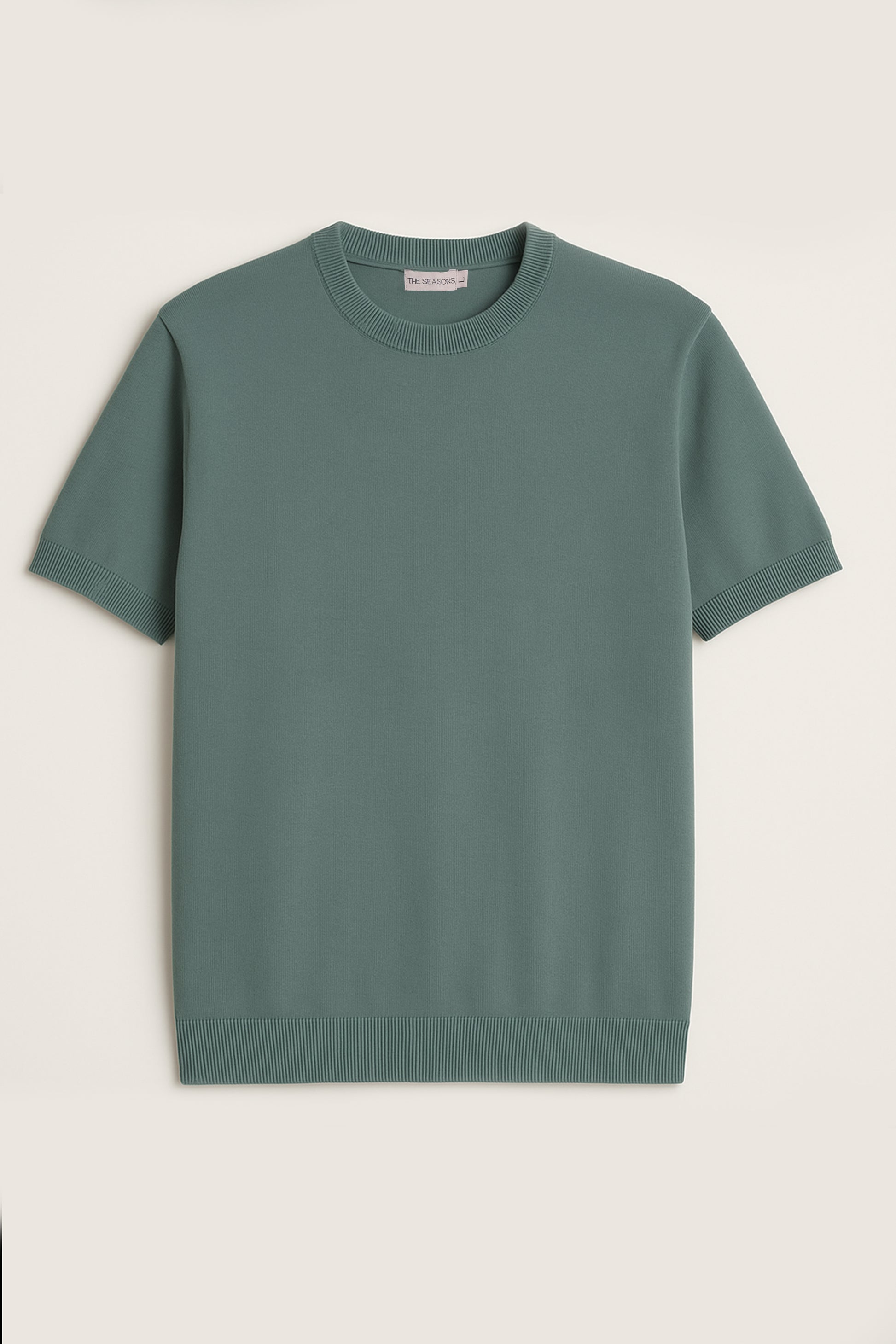 Sage Green Crewneck front mockup photo from The Seasons